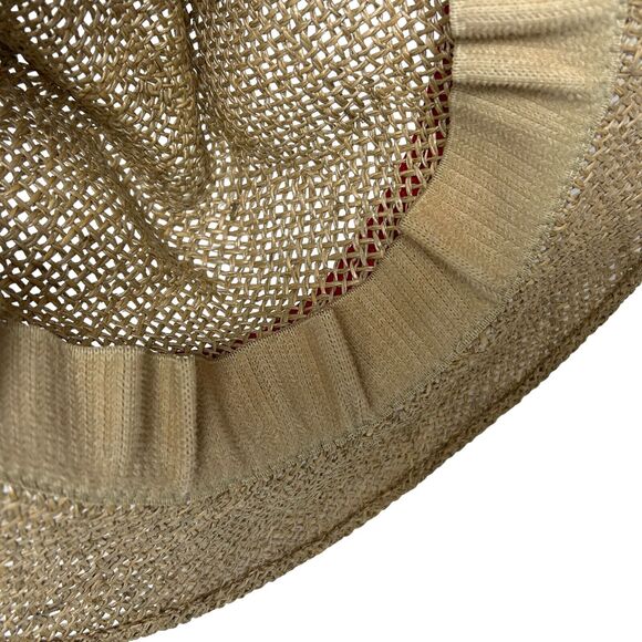 Vintage 90s Coca Cola Straw Panama Hat Cowboy Western Coke Soda Pop Logo Beige - Picture 5 of 9